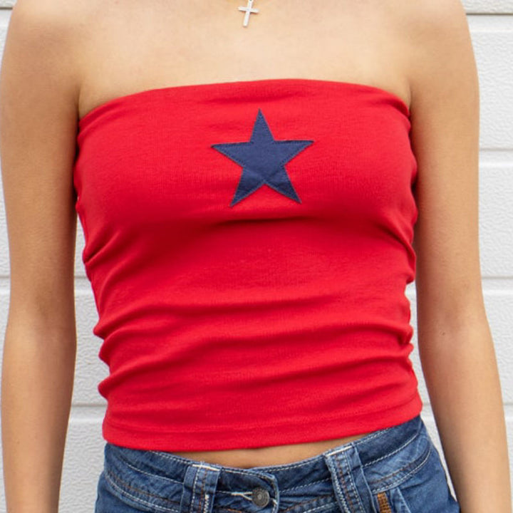 Women's Bandeau Top with fashionable star motif and elastic fabric Skjora