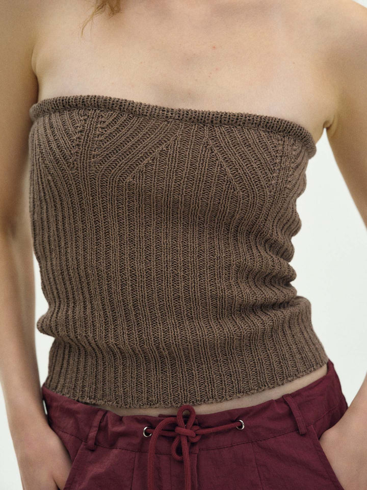 Dame Ribbstrikket Bandeau-Topp Skjora