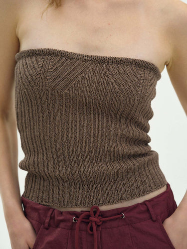 Dame Ribbstrikket Bandeau-Topp Skjora