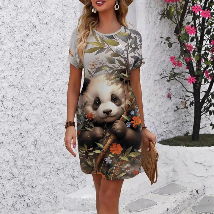 Damen T-Shirt Kleid mit floralem Design und bequemem Schnitt Skjora