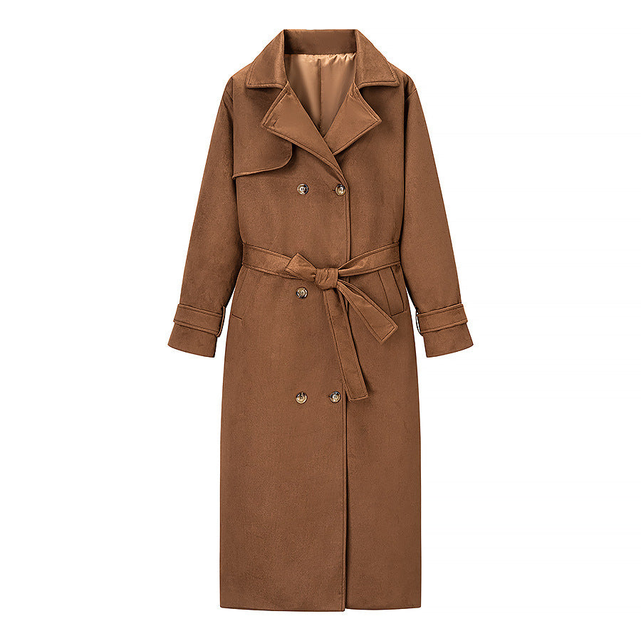 Damer Elegant Trench Coat laget av myk semsket imitasjon med praktisk belte og moteriktig snitt Skjora