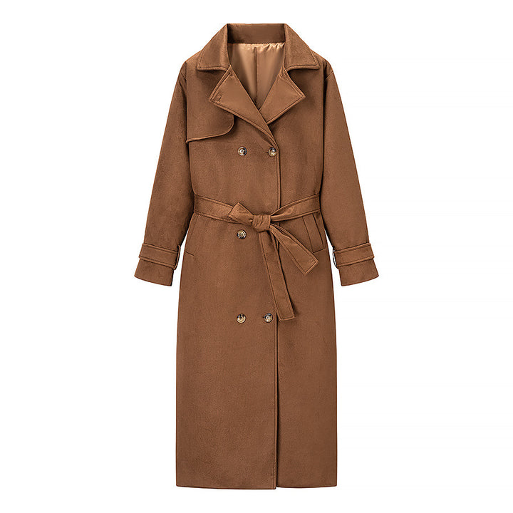 Damer Elegant Trench Coat laget av myk semsket imitasjon med praktisk belte og moteriktig snitt Skjora