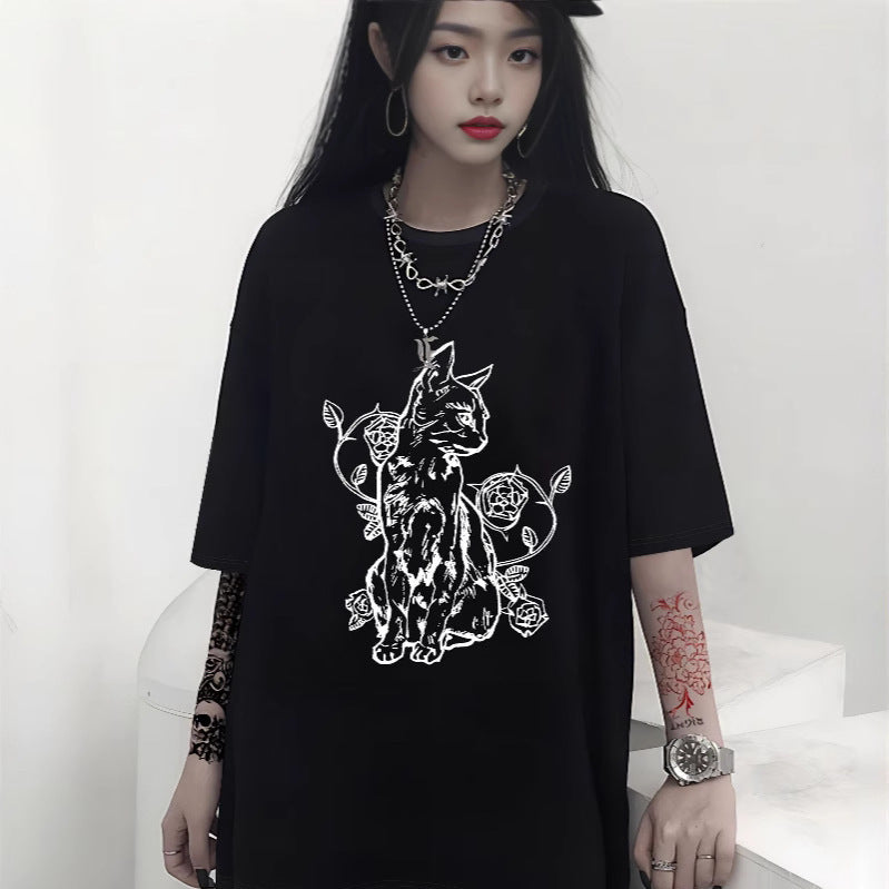 Damer Oversized T-skjorte med dekorativt sløyfemotiv Skjora