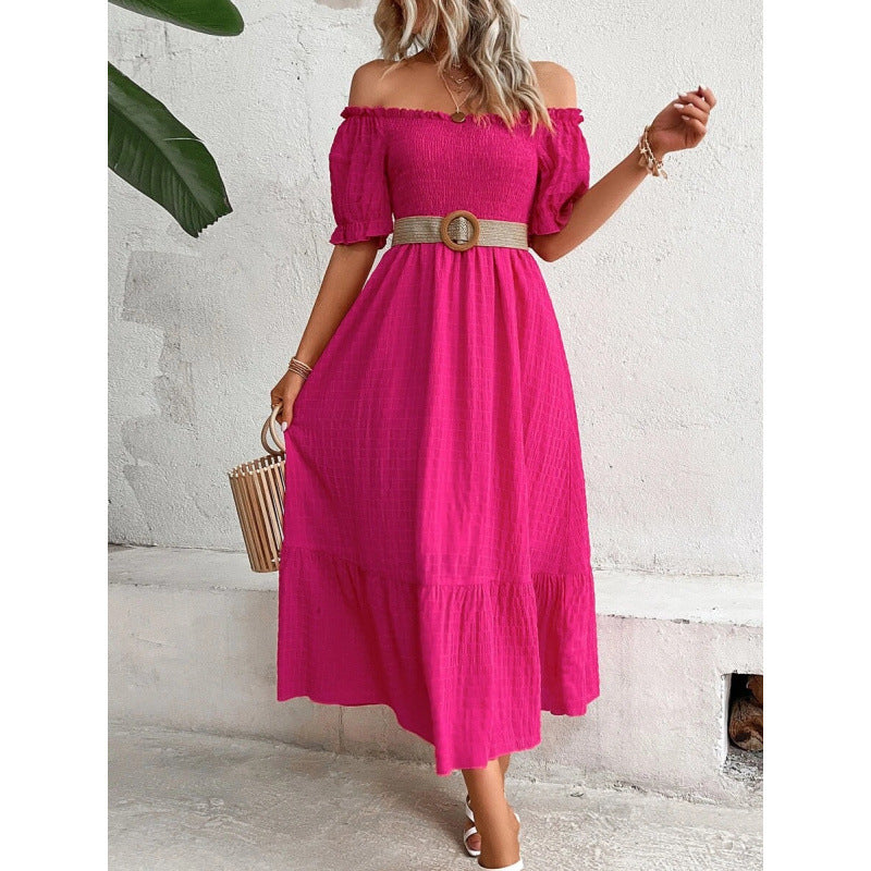Damer Off-Shoulder Maxikjole med voluminøse ermer og flytende snitt Skjora