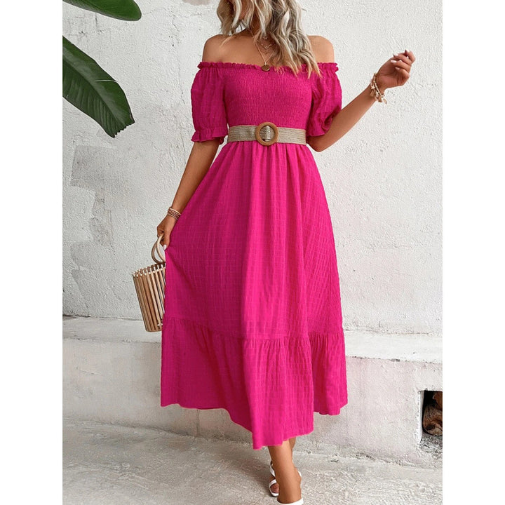 Damer Off-Shoulder Maxikjole med voluminøse ermer og flytende snitt Skjora