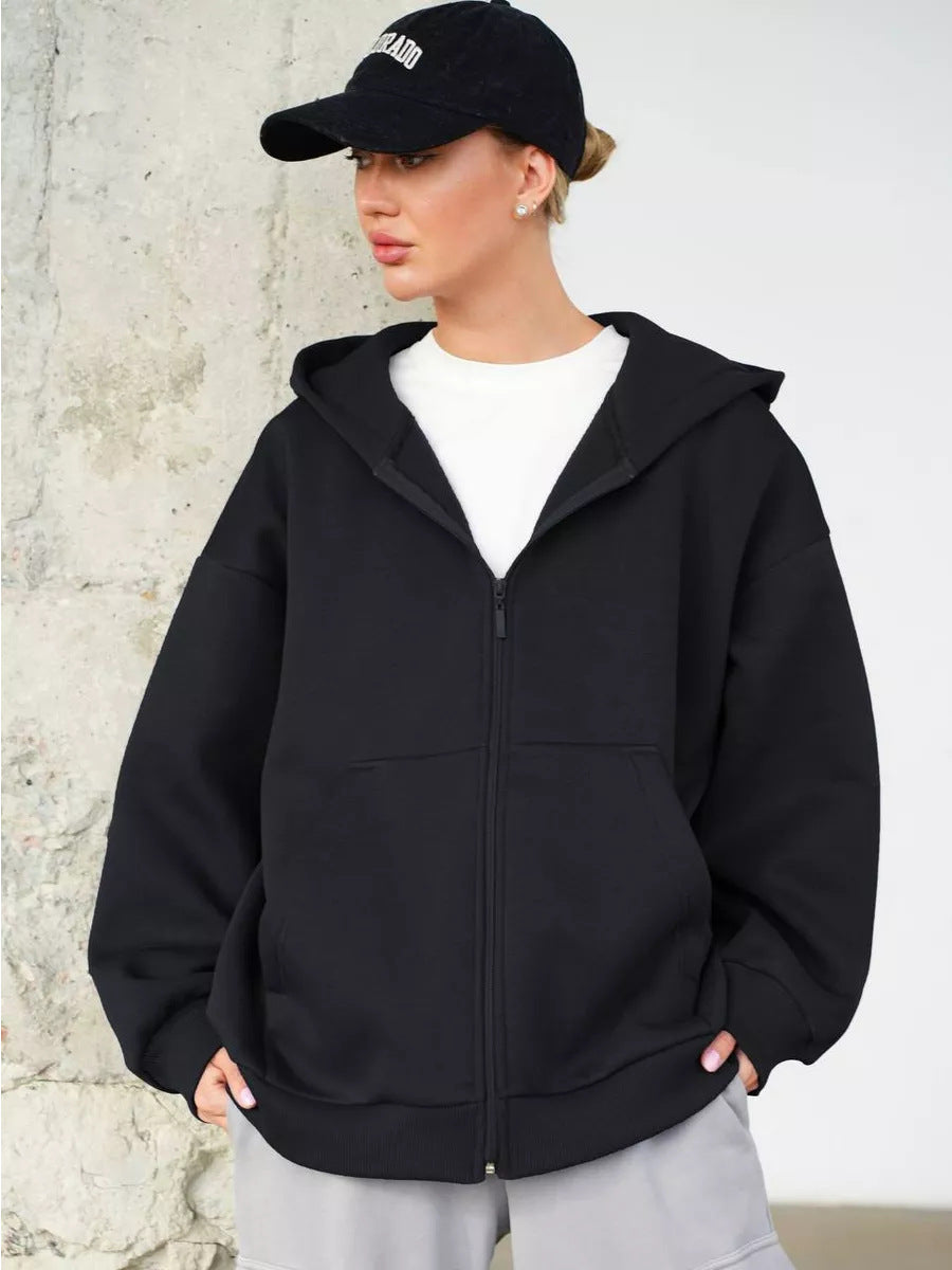 Dame Oversized Hettejakke med glidelås og store lommer Skjora