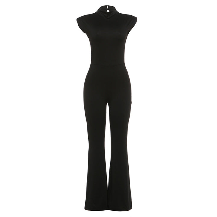 Dame Elegant Jumpsuit i figursydd snitt med høy krage Skjora