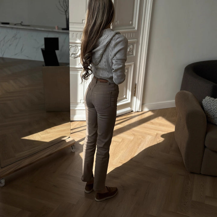 Kvinne casual strikket genser med hette og glidelås Skjora