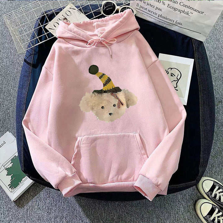 Damen Kapuzenpullover mit verspieltem Hundemotiv Skjora