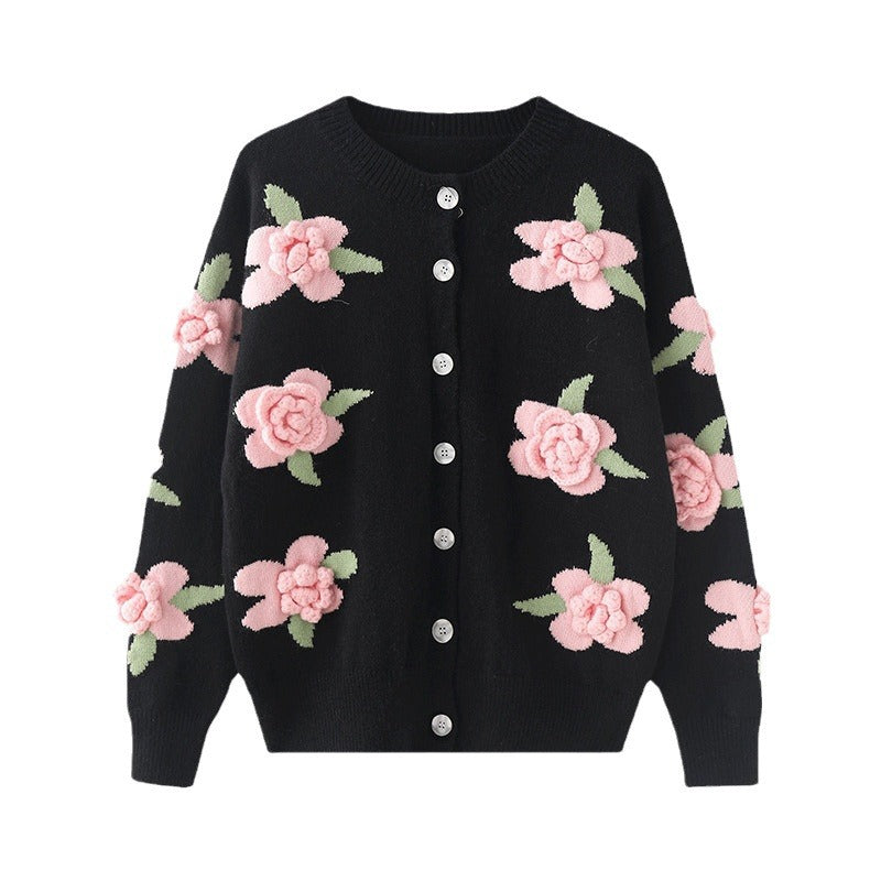 Dame cardigan med blomstermotiv Skjora