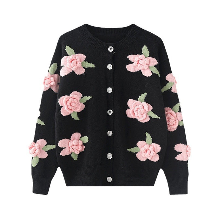 Dame cardigan med blomstermotiv Skjora