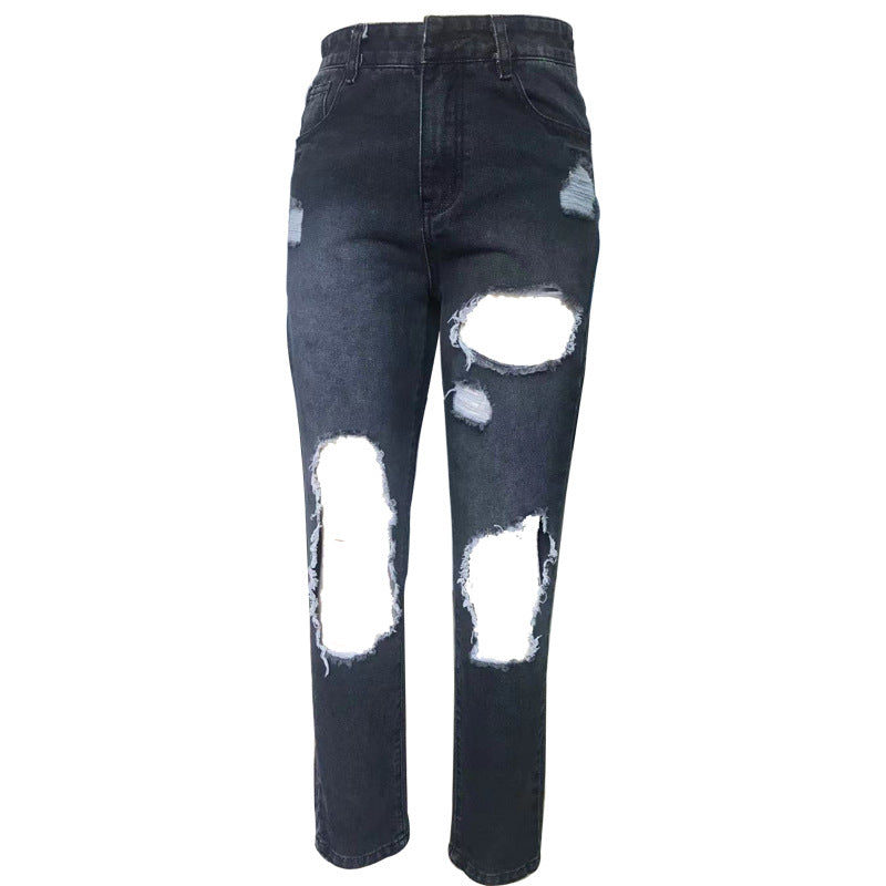 Dame Z destroyed jeans med høy midje og avslappet snitt Skjora