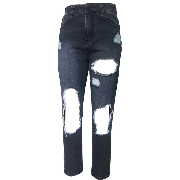 Dame Z destroyed jeans med høy midje og avslappet snitt Skjora