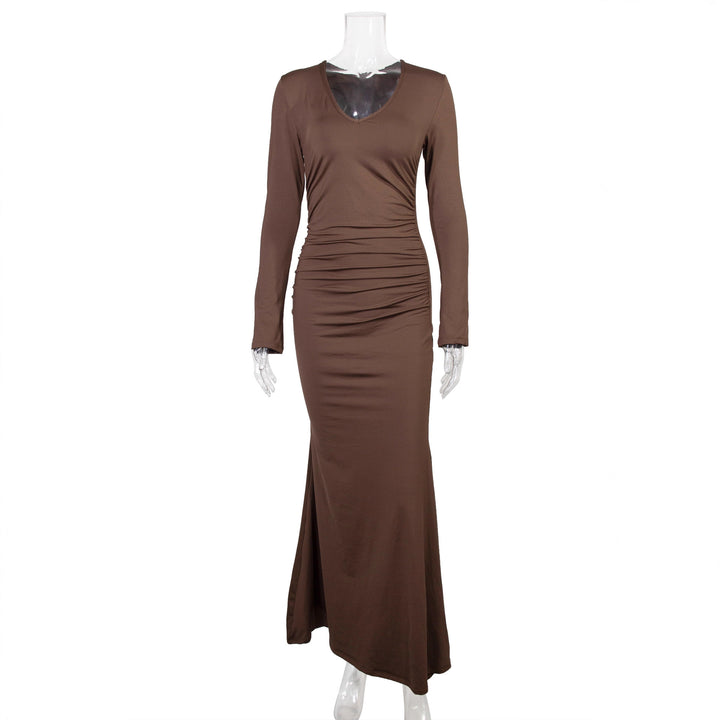 Dame elegant Midi-kjole laget av høykvalitets velour Skjora