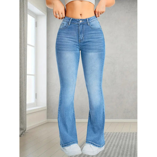 Dame Bootcut Jeans med høy midje og moderne vask Skjora