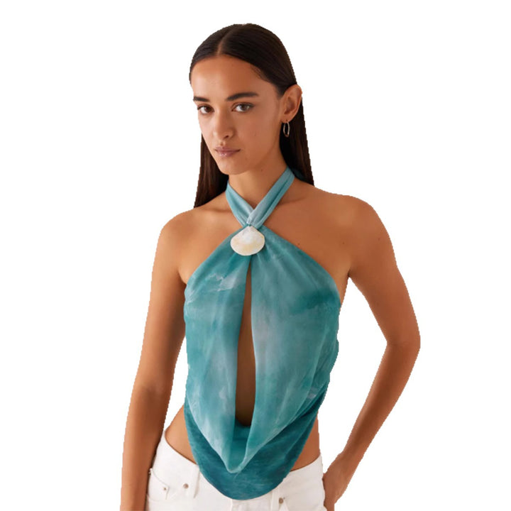 Women's neck top in trendy wrap-around design with high-quality details Skjora