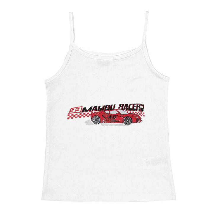 Dame cropped T-skjorte med retro racingbil-motiv Skjora