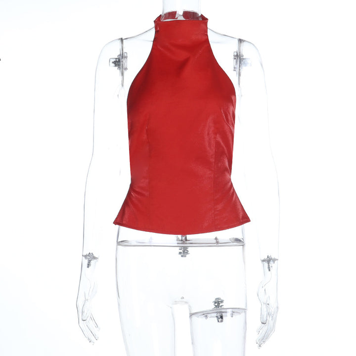 Damer moderne Crop-Top med ståkrage og side-cutouts Skjora