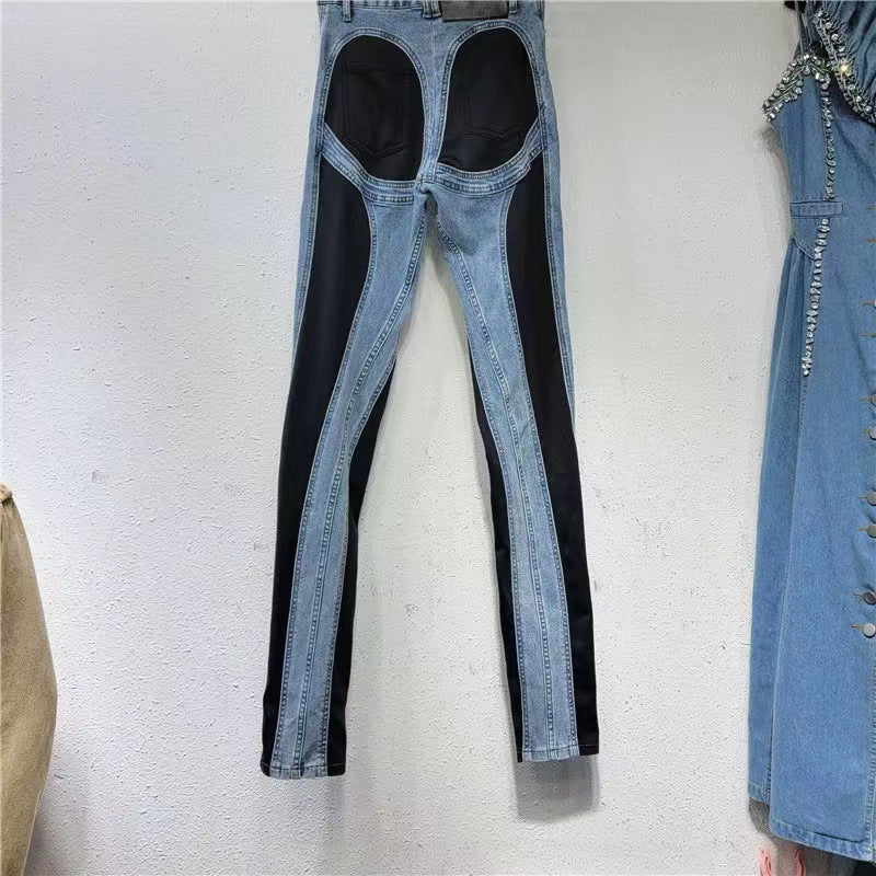 Damer Fashionable Høyt Liv Jeans med Sideslits Skjora