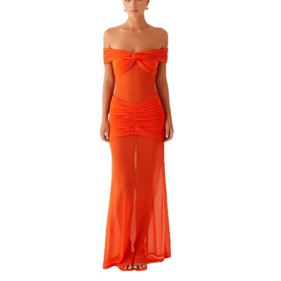 Damer Off-Shoulder Maxikjole med raffinerte draperinger Skjora