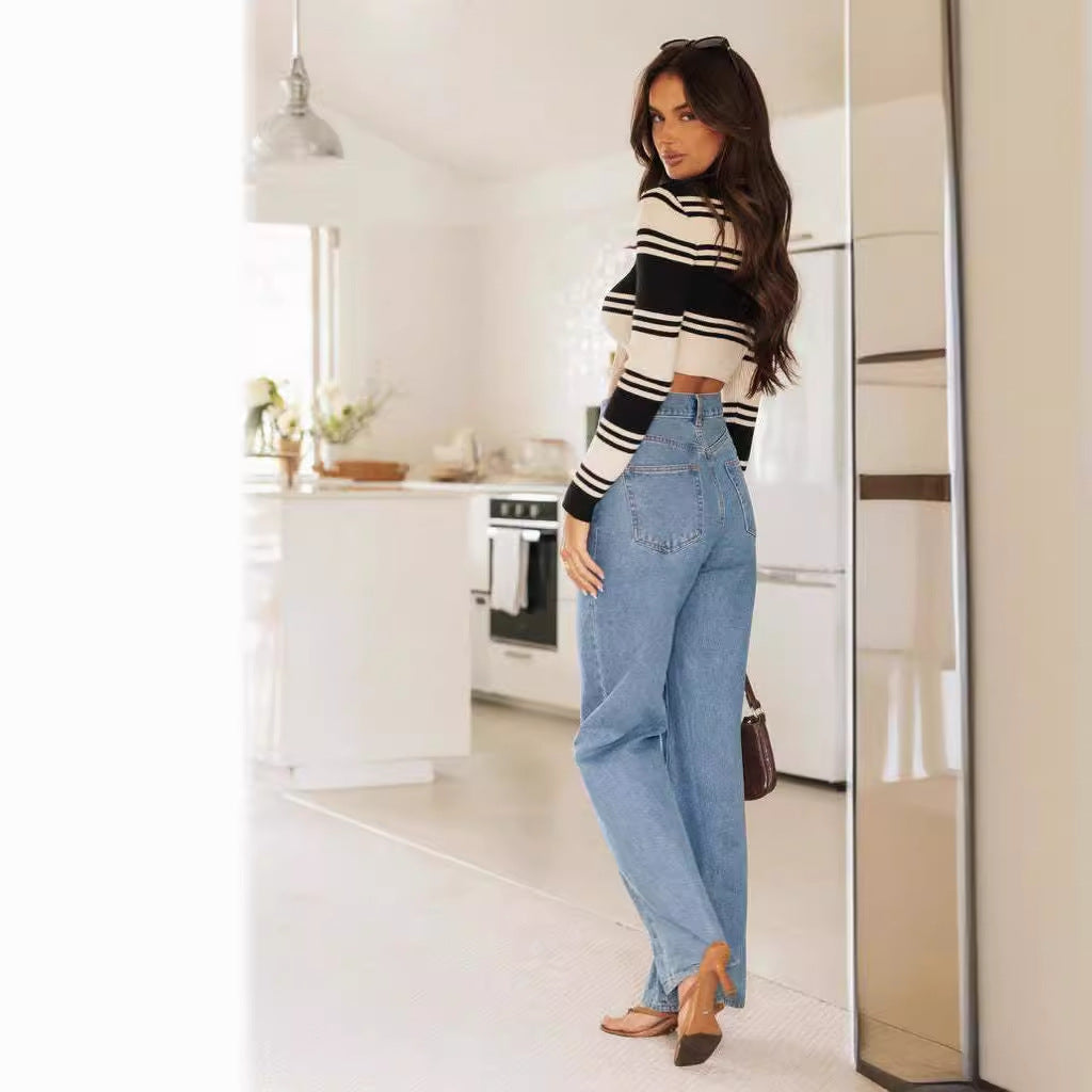 Kvinne Flared Jeans med Høy Midje og Bred Ben for Fritidsstil Skjora