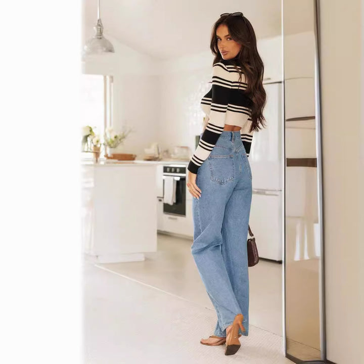 Kvinne Flared Jeans med Høy Midje og Bred Ben for Fritidsstil Skjora
