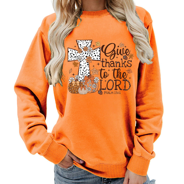 Kvinne sweatshirt med kreativt kryssprint og høstdesign Skjora