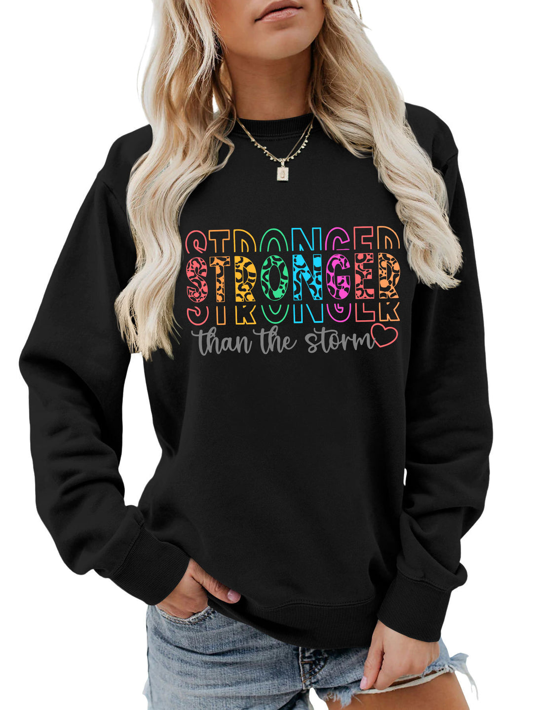 Dame sweatshirt med motivasjons skriftnotater og avslappet passform Skjora