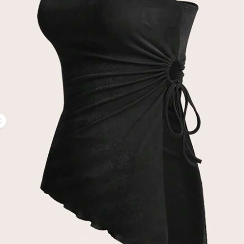 Dame Bandeau-top med moderne omslagdesign og justerbare stropper Skjora