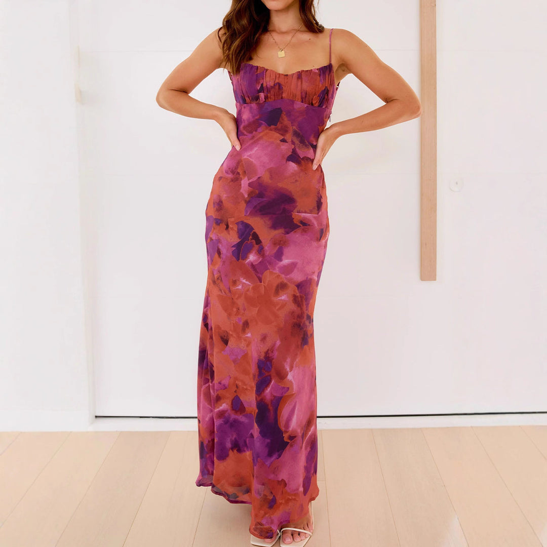Kvinne Elegant Maxi Kjole med Myk Gradient og Delikate Spagettistropper
