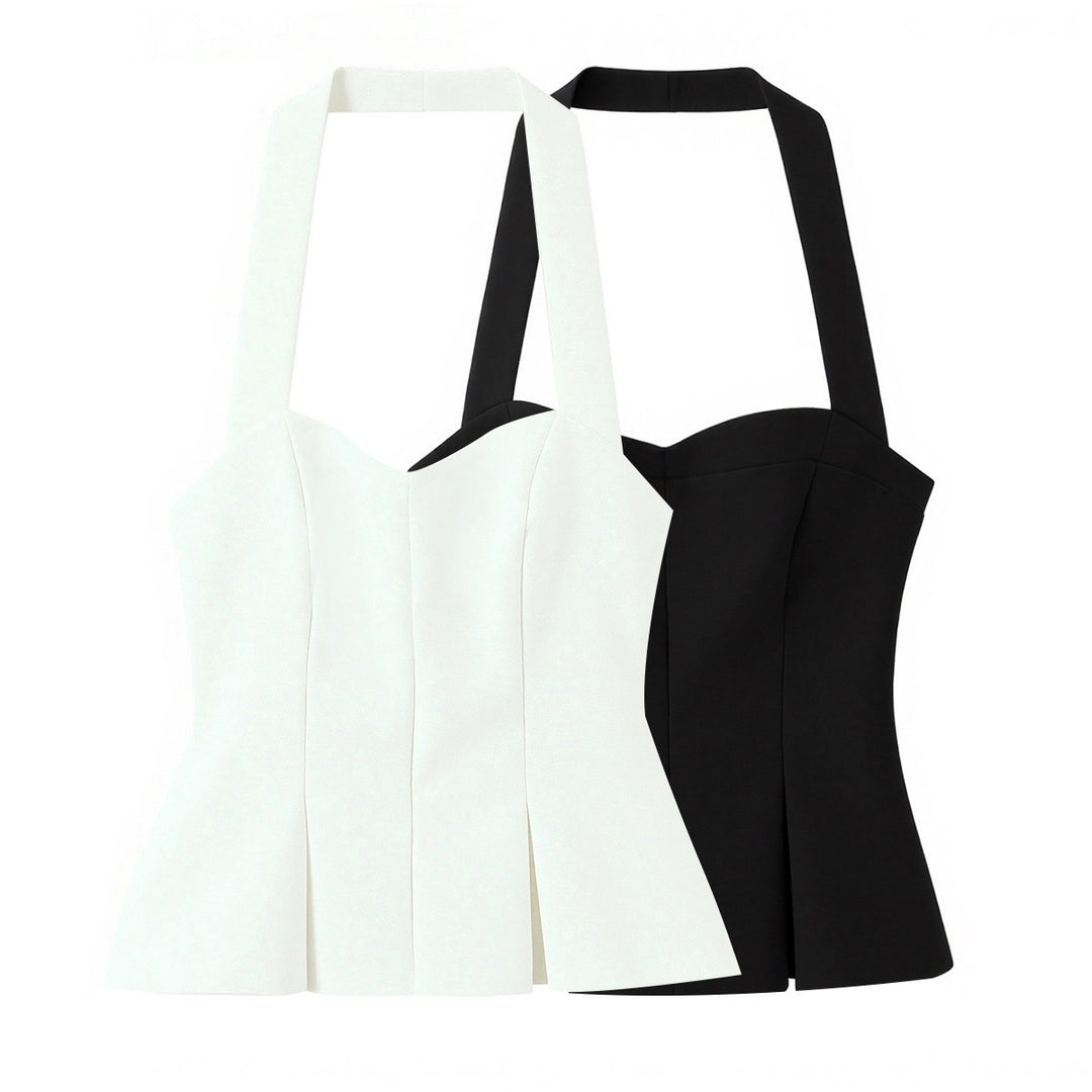 Dame stilig Bustier-bluse med figurtilpasset silhuett og dekorativ halterneck Skjora