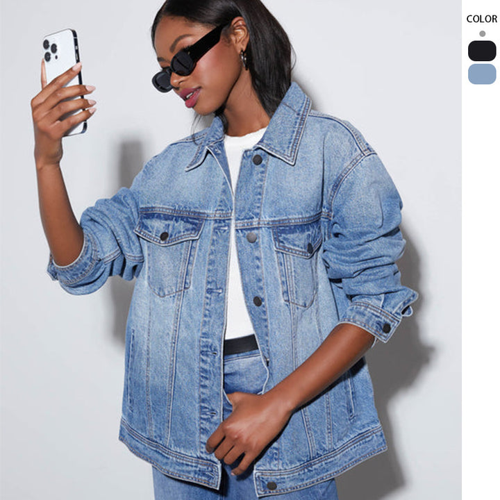 Kvinne oversized denim jakke Skjora