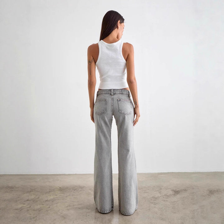 Dame bootcut Jeansbukse med høy midje og moderne snitt Skjora