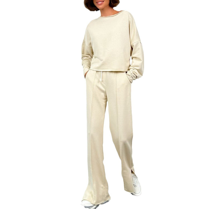 Dame avslappet joggedress med cropped topp og vide bukser Skjora