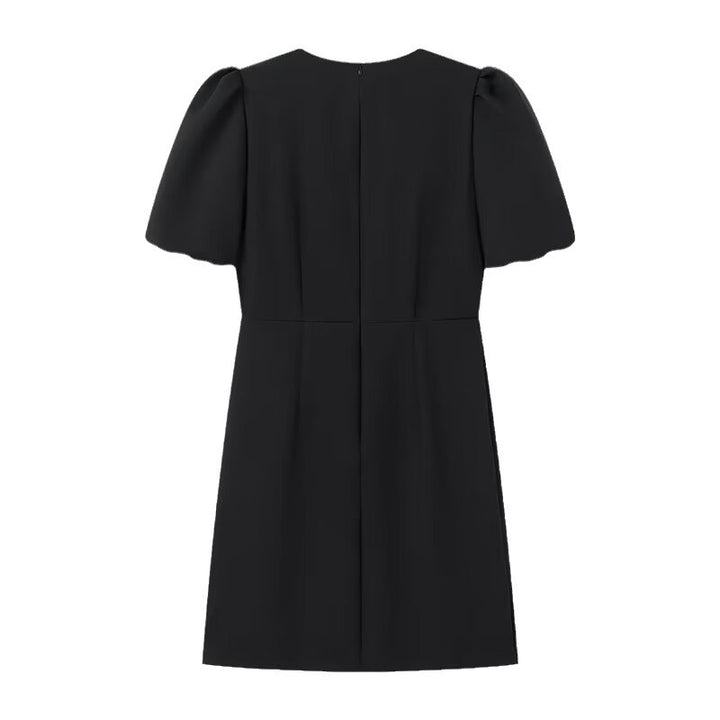Kvinne Elegant Kvelds Kjole med Puff Ermer og Dekorative Sløyfer Skjora