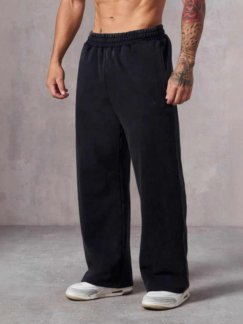 Herre Baggy Joggebukser med Elastisk Liv og Lommer på Siden Skjora