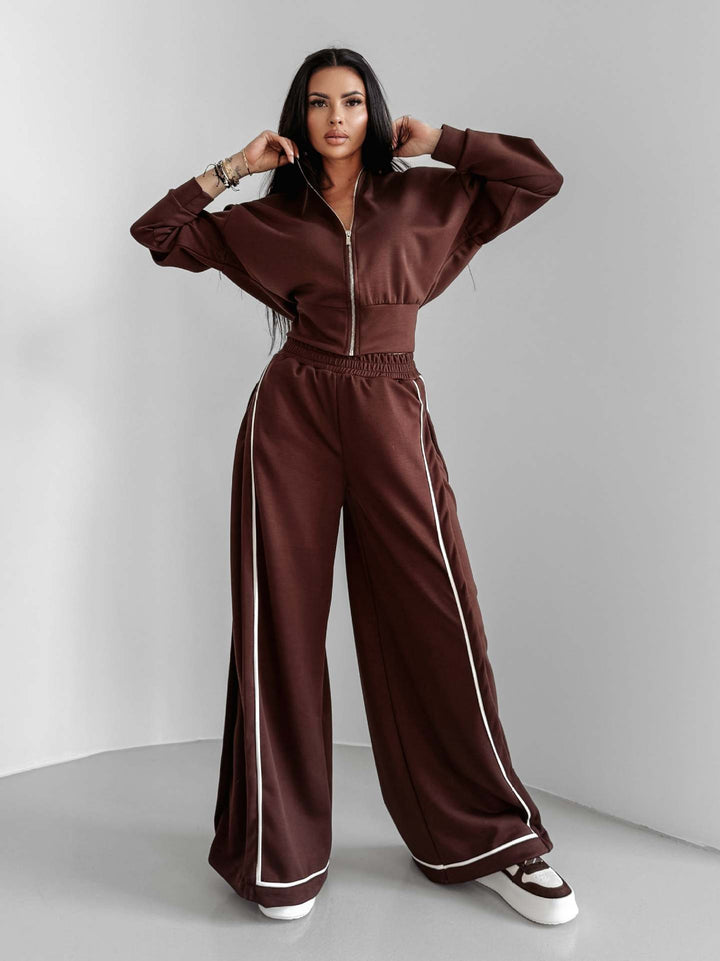 Dame casual tracksuit med løs passform og praktiske lommer