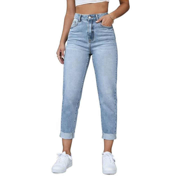 Damer høyhælte jeans med frynsete kant Skjora