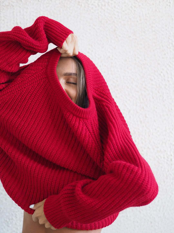 Women's knitted sweater with elegant cuffs Skjora