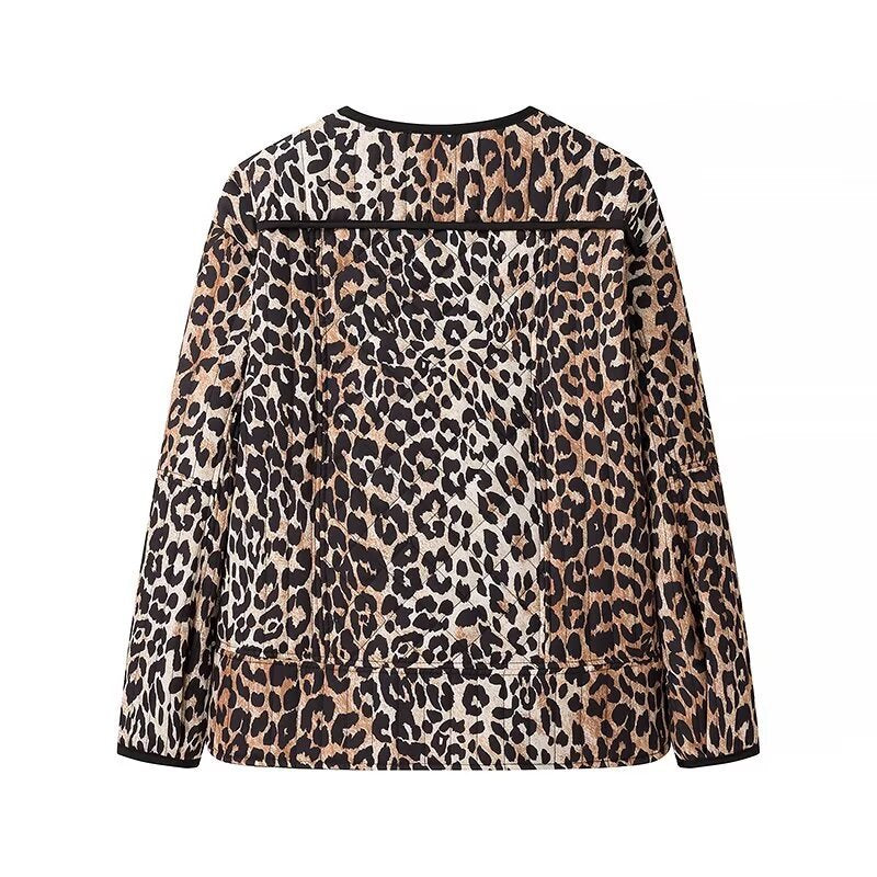 Dame moteklærjakke i trendy leopardmønster Skjora