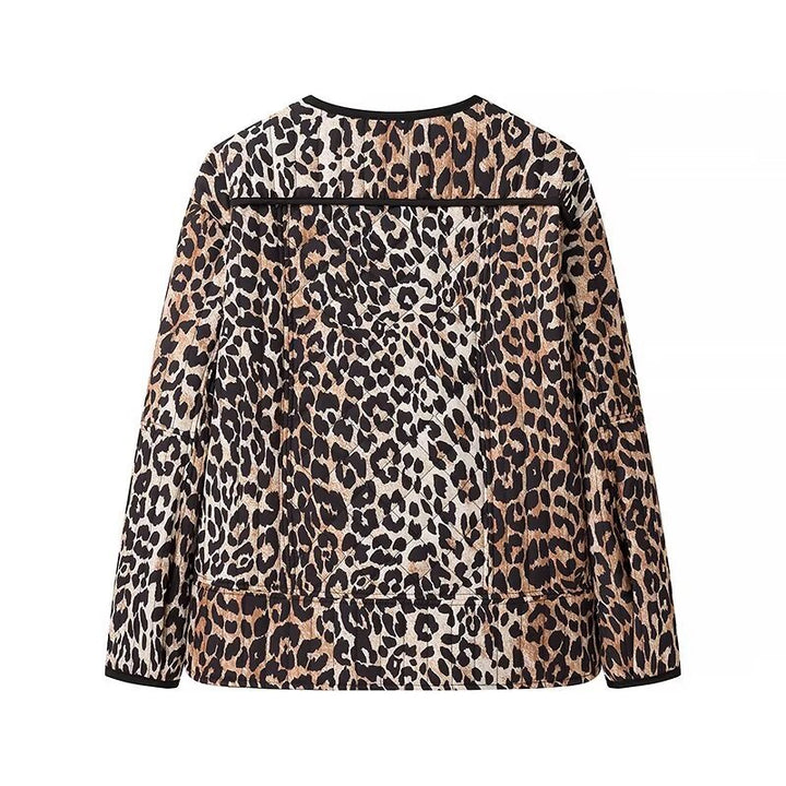 Dame moteklærjakke i trendy leopardmønster Skjora