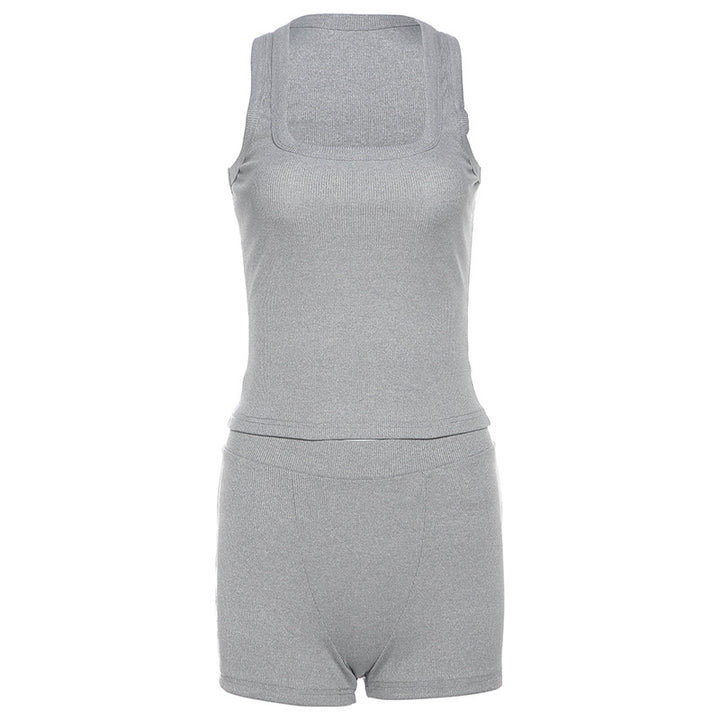 Dame Sporty Loungewear-sett med ermeless topp og shorts Skjora