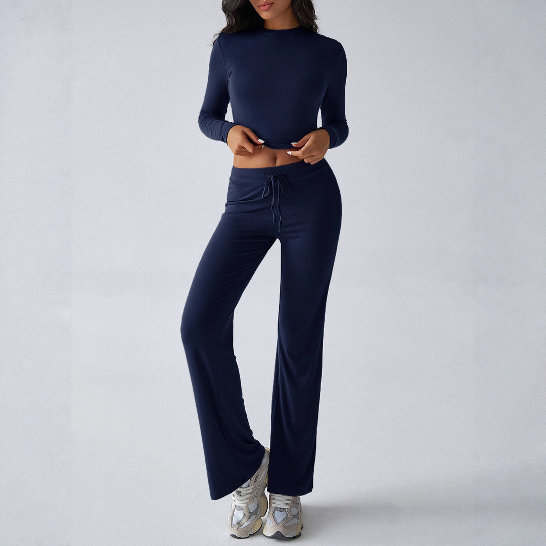 Women's Sporty Lounge Set with Long-Sleeved Top and Wide-Legged Pants Skjora