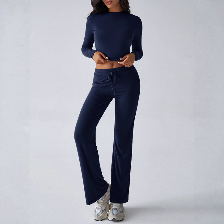 Women's Sporty Lounge Set with Long-Sleeved Top and Wide-Legged Pants Skjora