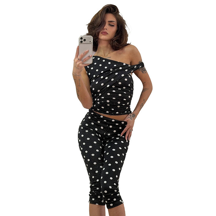 Dame sexy Polka-Dot topp og leggings sett Skjora