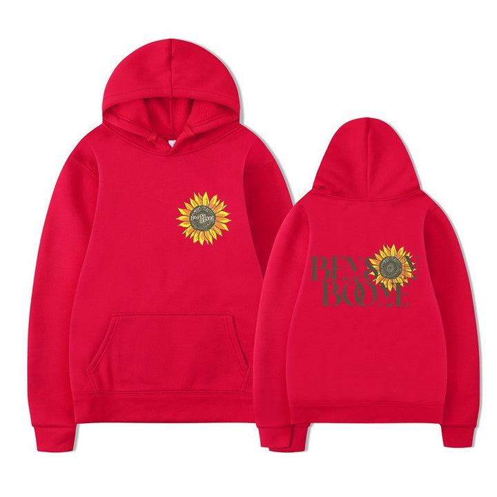 Dame hoodie med blomster grafisk design Skjora