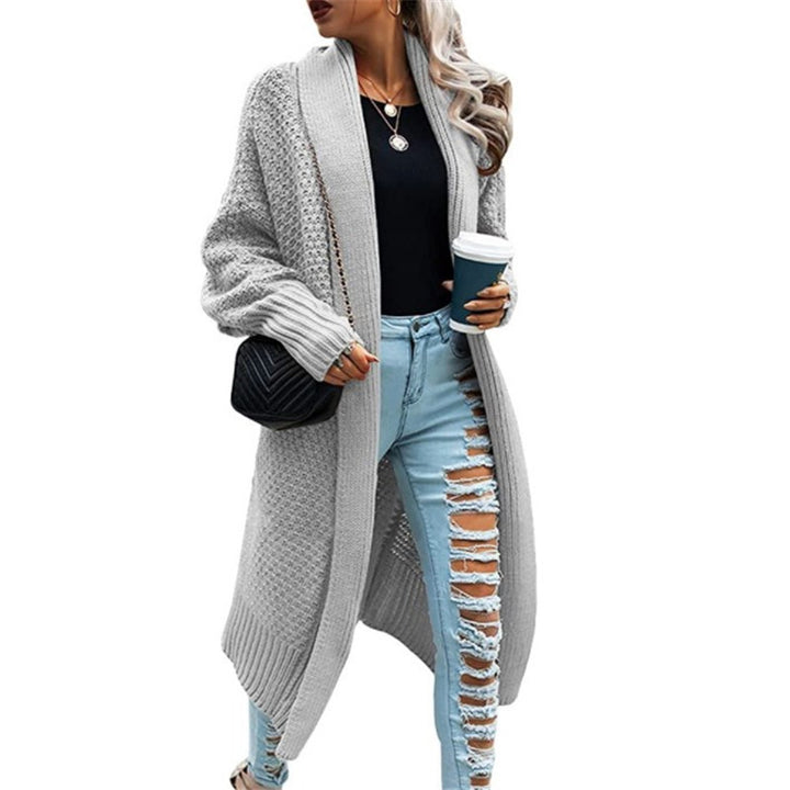 Dame Chunky Strikket Cardigan med Ledig Passform og Elegant Stikk Struktur Skjora
