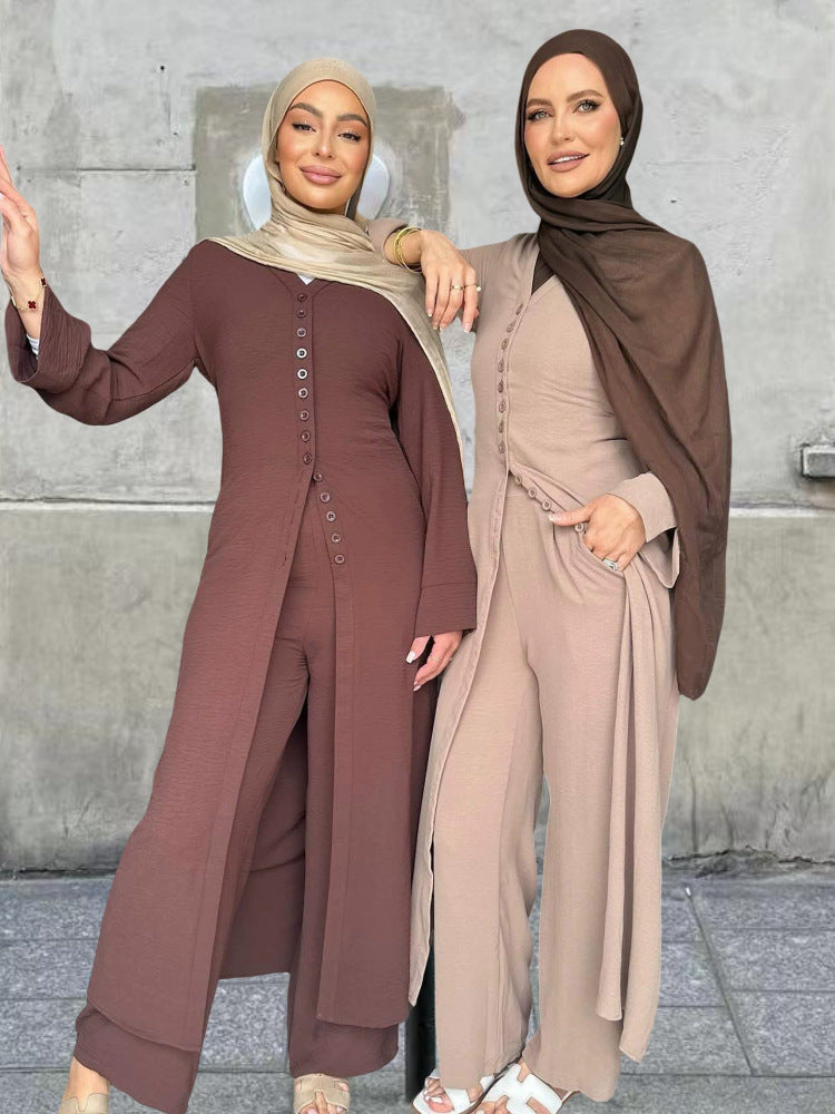 Dame jumpsuit med elegant knappedesign og vide ben Skjora