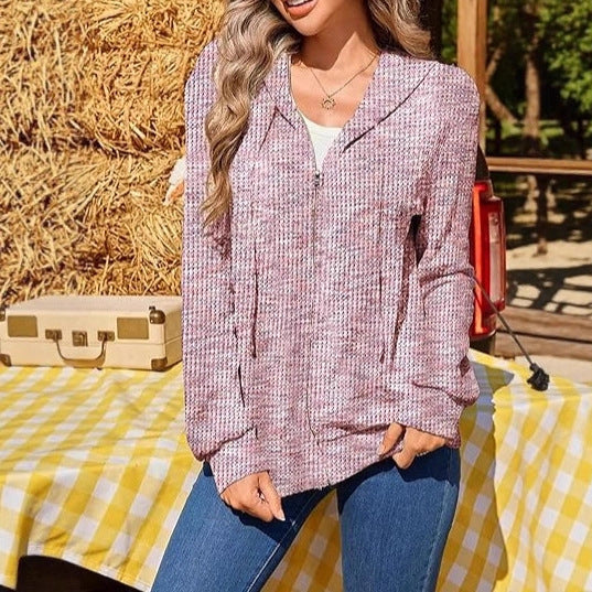 Damer komfortabel zip jakke med hette Skjora