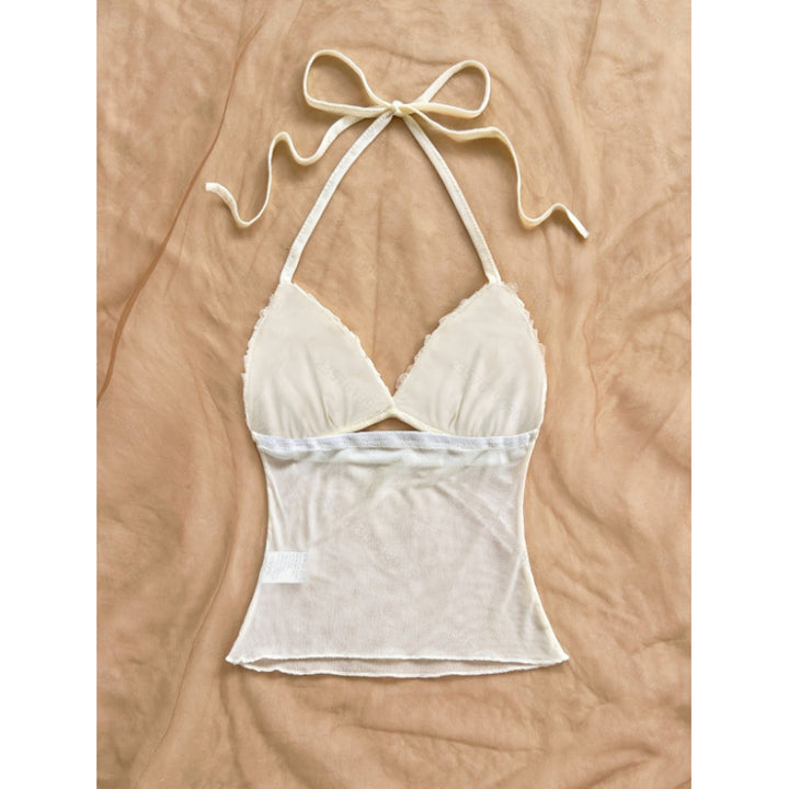 Dame Crop-top med volangdetaljer og lett stoff Skjora
